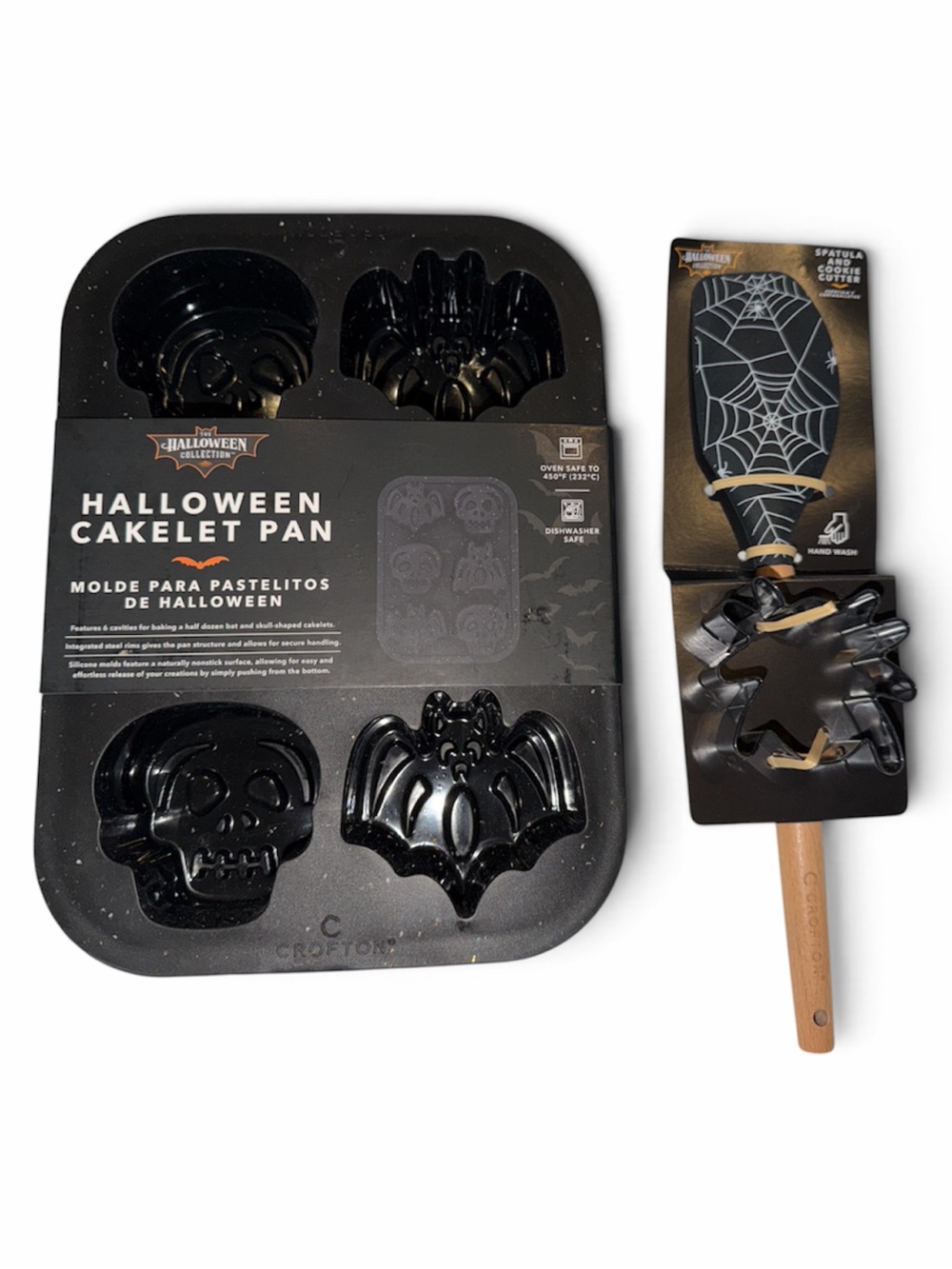 Halloween Coll Black Halloween baking  Pan with Spider Web Spatula & cookie cutt